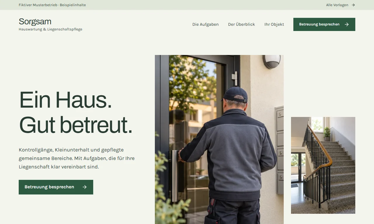 Website-Vorschau von Hauswartung Sorgsam