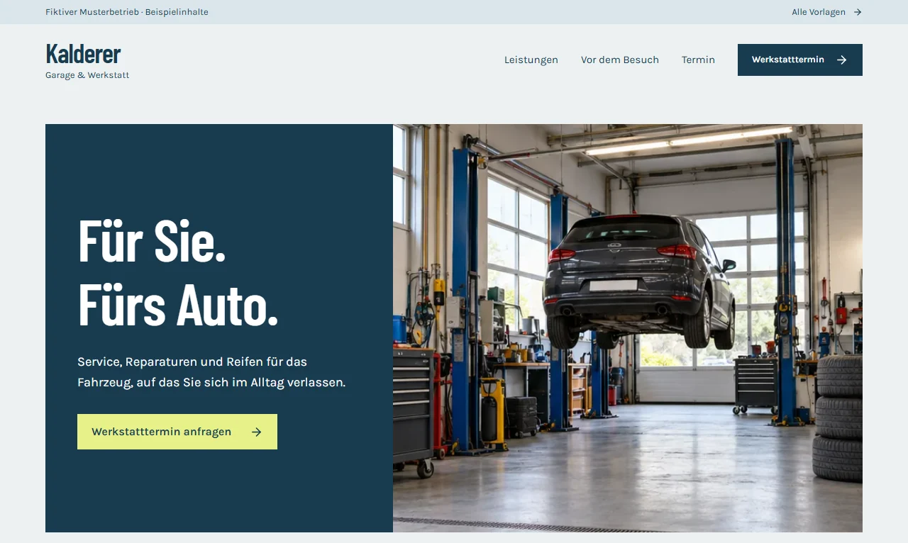 Website-Vorschau von Garage Kalderer GmbH