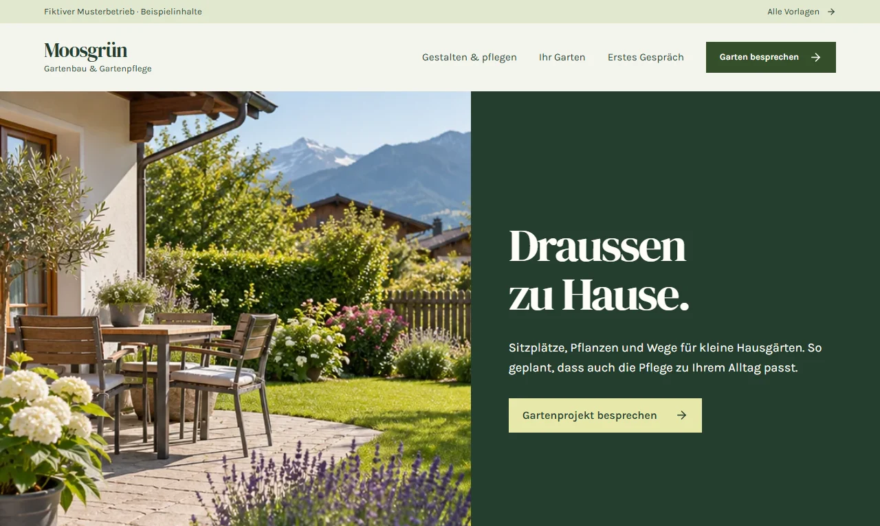 Website-Vorschau von Gartenbau Moosgrün