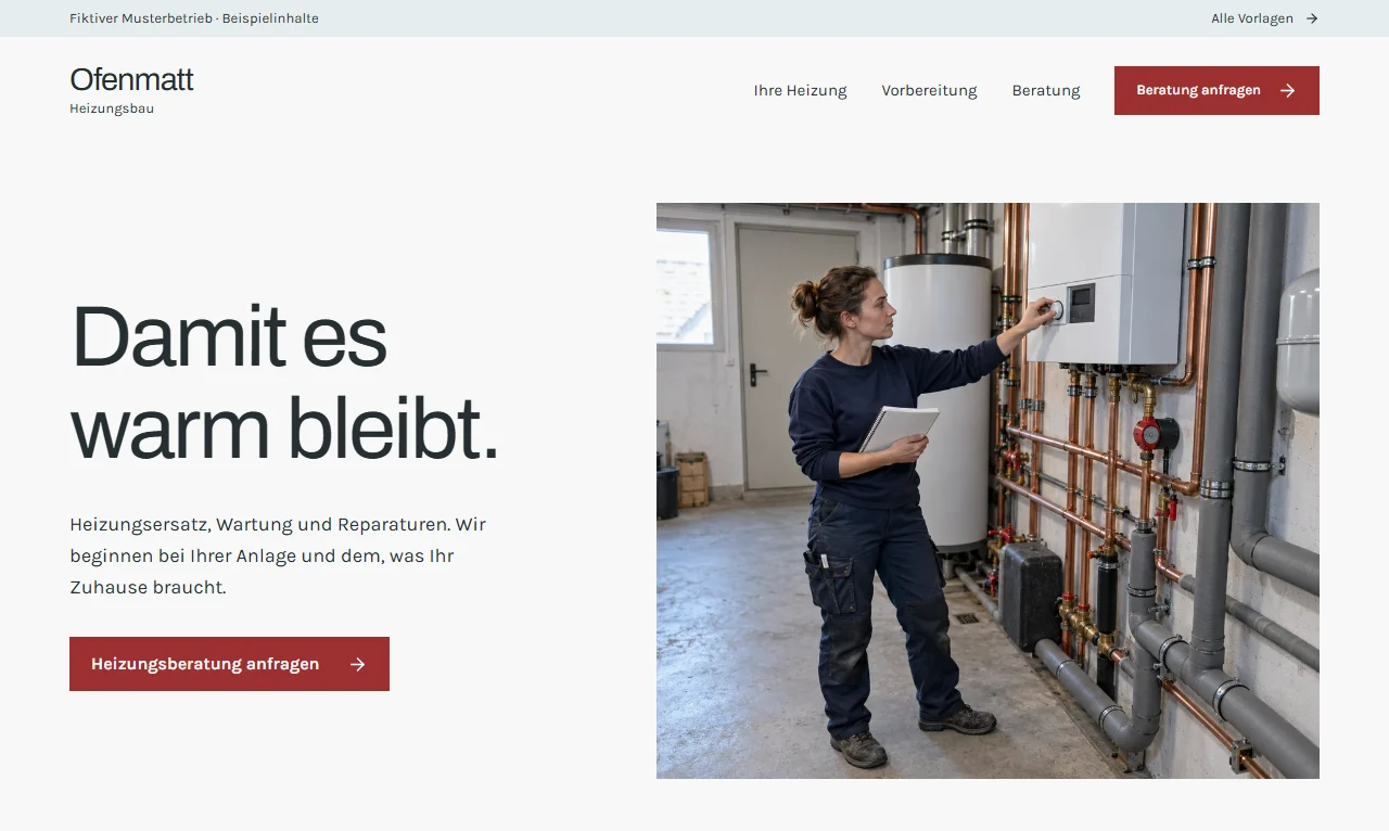 Website-Vorschau von Heizungsbau Ofenmatt AG