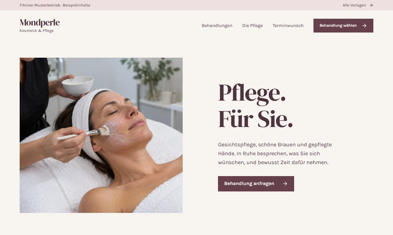 Website-Vorschau von Kosmetik Mondperle