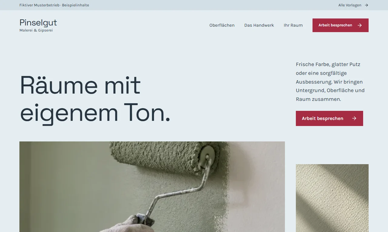 Website-Vorschau von Malerei Pinselgut GmbH