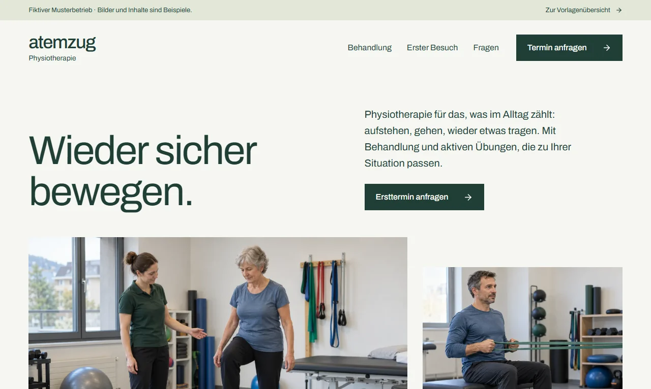 Website-Vorschau von Physio Atemzug