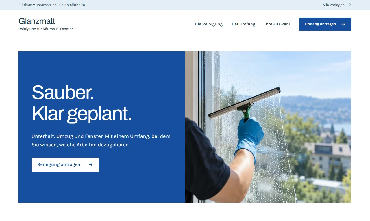 Website-Vorschau von Reinigung Glanzmatt