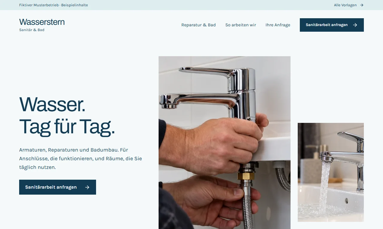 Website-Vorschau von Sanitär Wasserstern