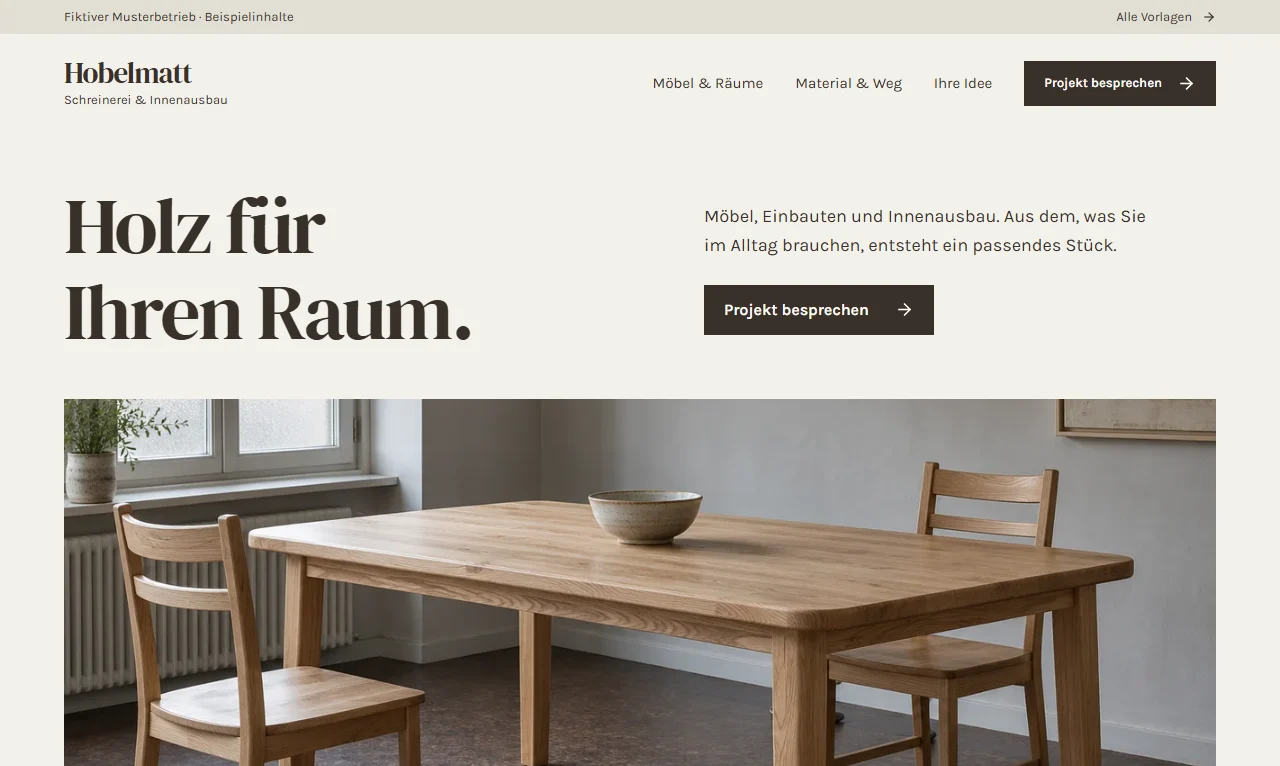 Website-Vorschau von Schreinerei Hobelmatt AG